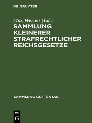 cover image of Sammlung kleinerer strafrechtlicher Reichsgesetze
